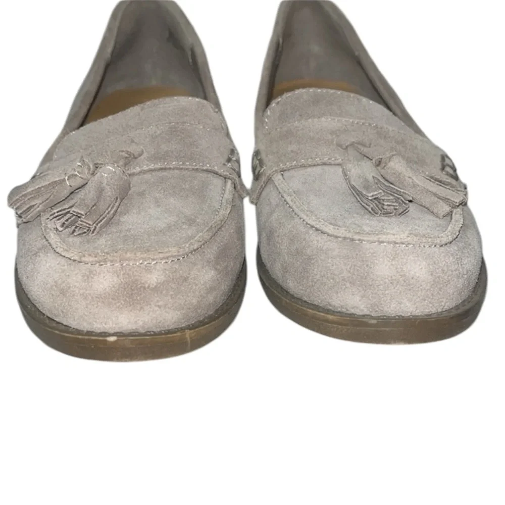 Crown Vintage MOIRA tassel suede upper round toe loafers gray Sz 7M